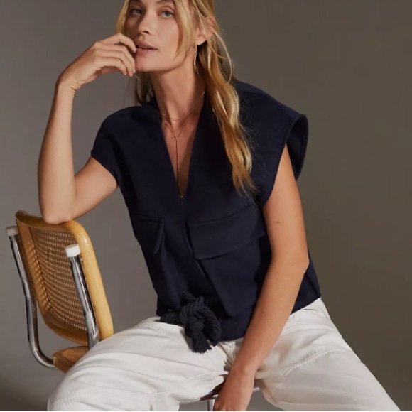 New Anthropologie Cropped Sweater Vest Tan One Size with tags ⭐️⭐️⭐️⭐️ - Picture 14 of 17